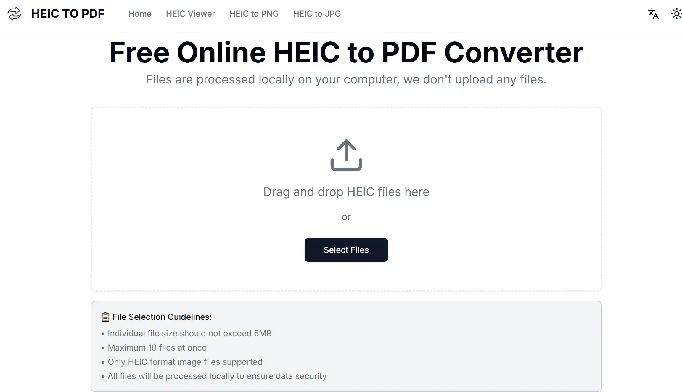 HEIC转PDF是一款完全免费的在线转换工具,所有图片处理均在用户浏览器本地完成,无需上传服务器,严格保护隐私