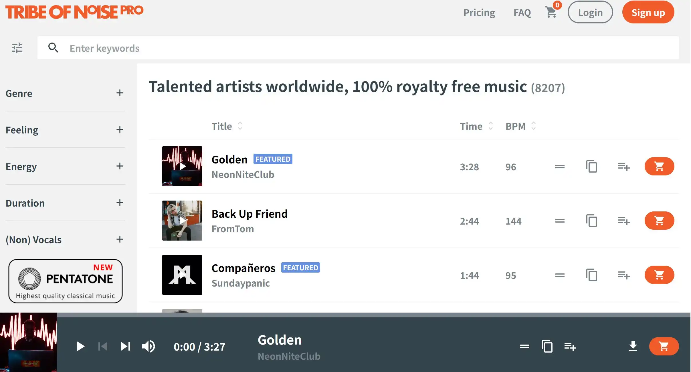 Free Music Archive音乐素材官网首页示例图展示