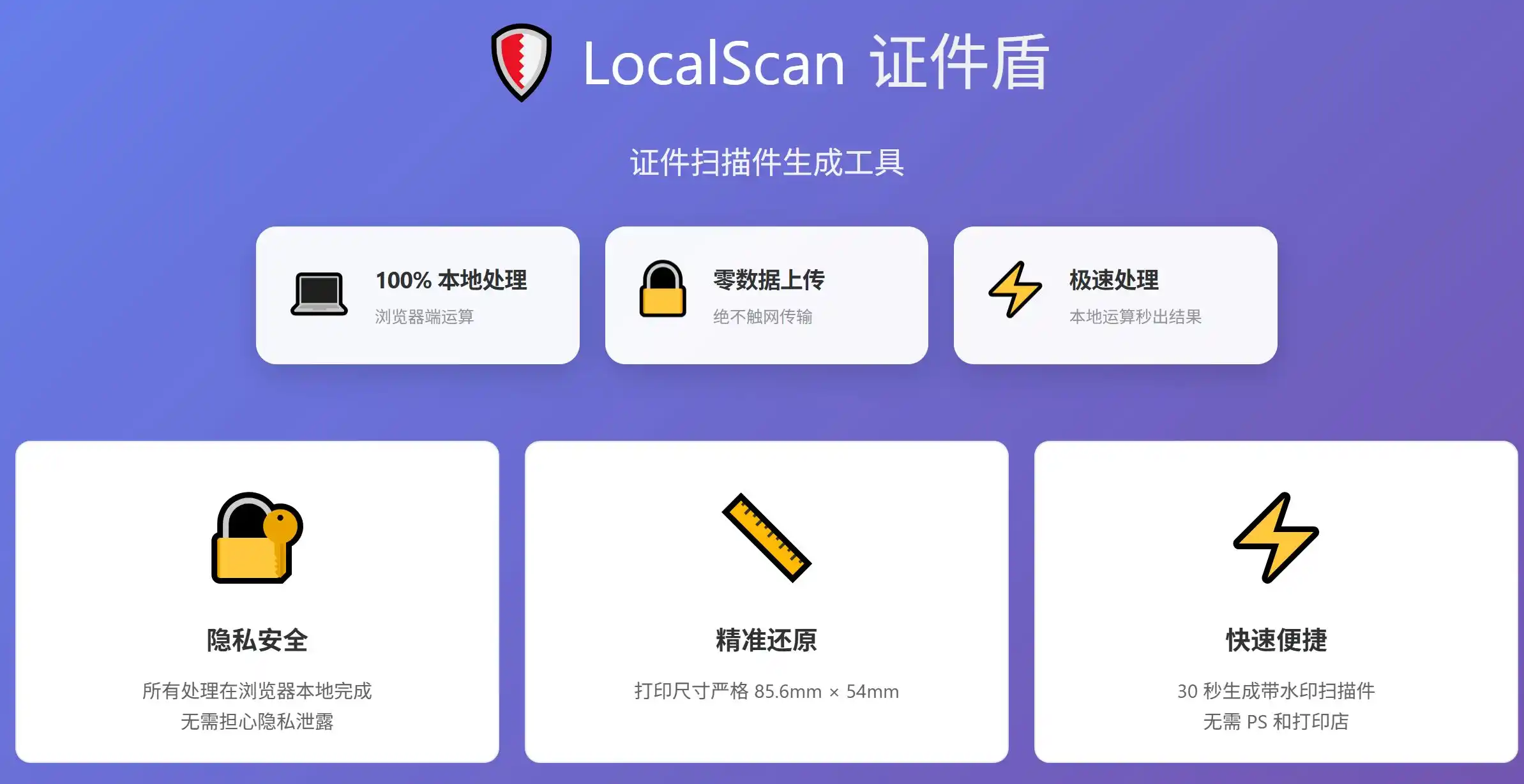 图片工具LocalScan官方网站首页示例图展示