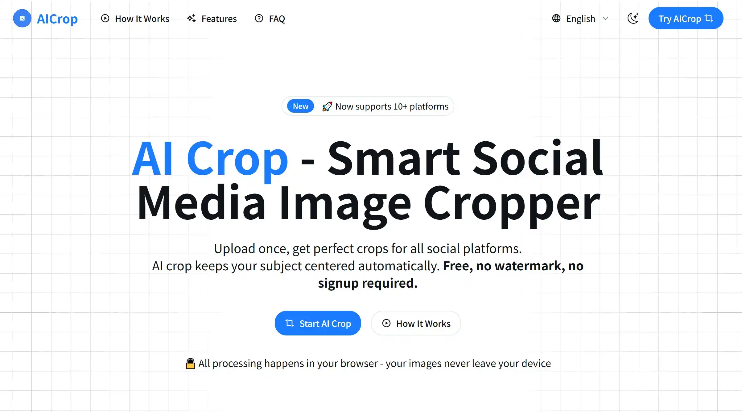 AI Crop图片工具官方网站首页示例图展示