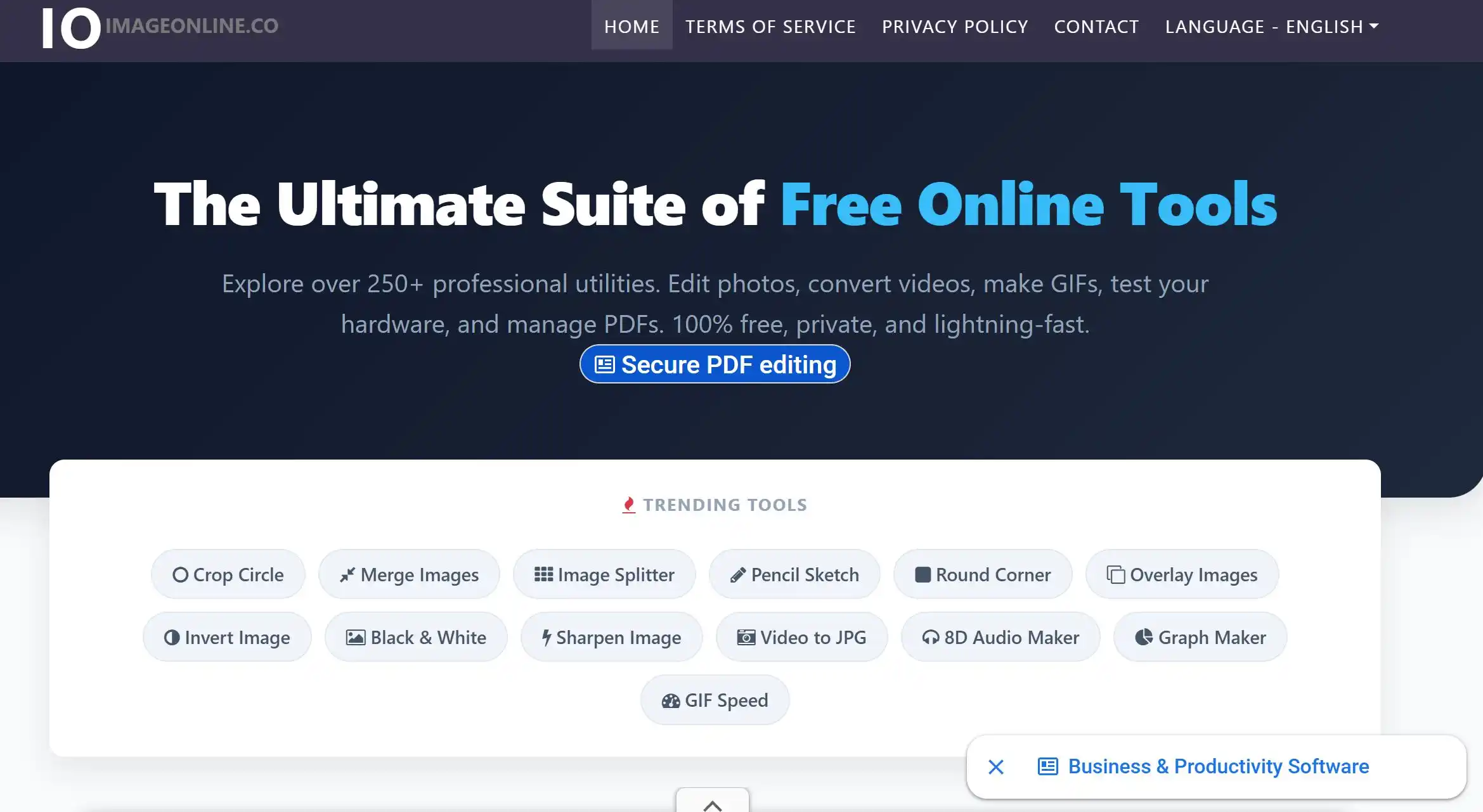 图片工具ImageOnline官方网站首页示例图展示